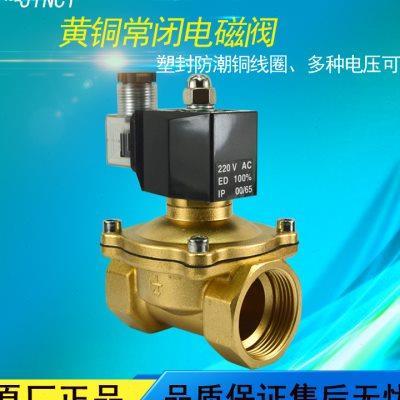 2w塑封防潮常闭电磁阀4分6分1寸水阀开关控制阀铜线AC220V24V金u.