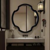 玄关壁炉装 欧式 轻奢宫廷风卧室化妆镜法式 饰镜异形黑色智能卫浴镜