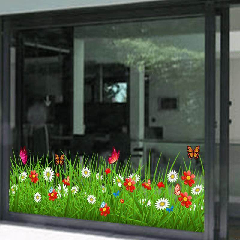 店铺商超玻璃门橱窗墙角踢脚线花草装饰双面创意自粘防水贴画墙贴,家居饰品,门贴,淘宝优惠券,粉丝福利购,淘宝优惠卷