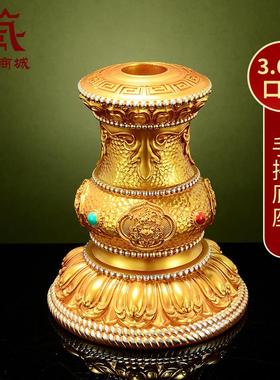 藏村手摇转轮底座八吉祥雕花室内家用转筒底座转动金桶底座摆件