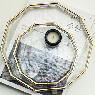 小西家北欧风轻奢金边玻璃盘蛋糕盘水果盘香薰托盘摆盘首饰收纳盘