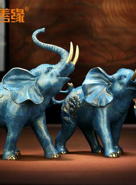 吉善缘《富贵吉祥》全铜大象摆饰 家居客厅招财一对装饰开 业礼品