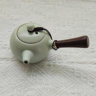 家用茶具 茶壶陶瓷单壶侧把壶内置滤孔公道茶杯汝窑开片纹理小套装