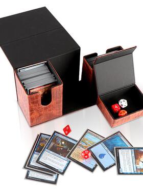 大容量三排盒100+YuGioh/MTG/TCG/CCG/pokemo n三国杀PU皮质卡盒