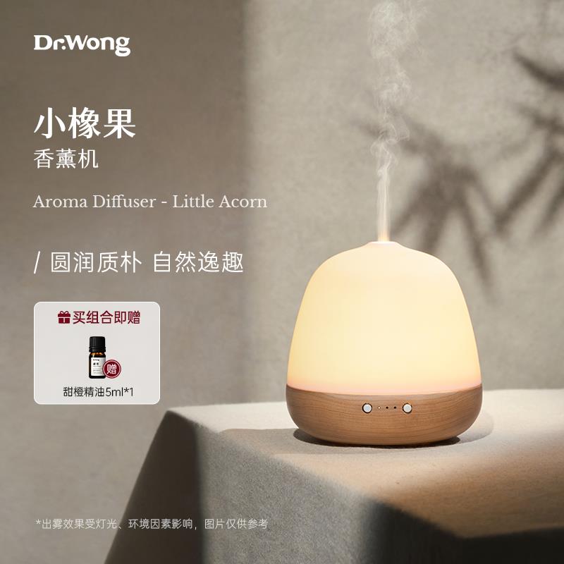 Dr.Wong「小橡果」香薰机8小时喷雾实木底座陶瓷外壳超音波加湿器