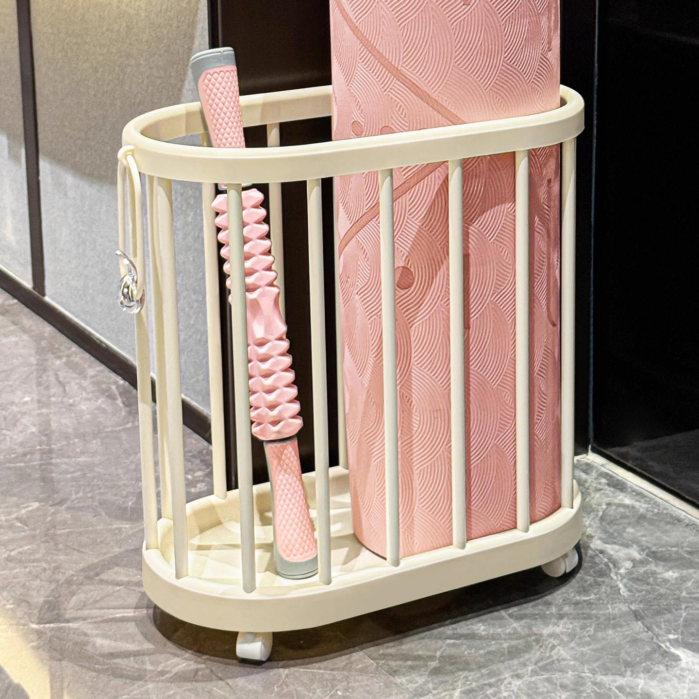 德国瑜珈垫收纳筐家用带轮移动健身器材收纳筐运动工具整理置物架