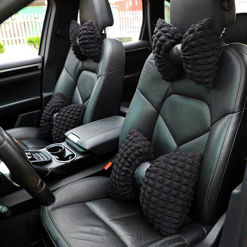 泡芙汽车头枕护颈枕泡泡面料车载靠枕一对装网红女神款可爱腰靠枕