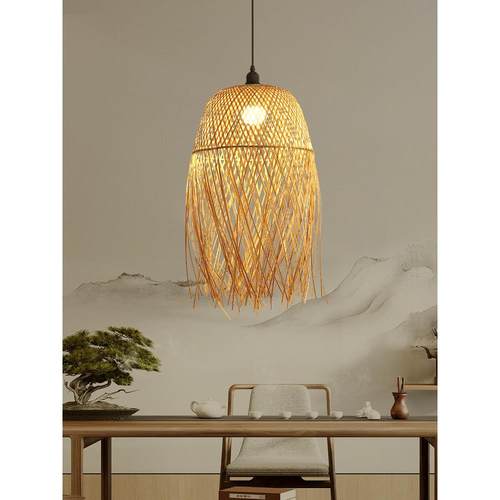 个性艺术仿古竹编吊灯创意田园新中式餐厅民宿茶室东南亚复古灯罩