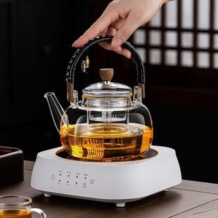 蒸汽煮茶器玻璃家用电陶炉煮茶全自动黑白茶胡桃木侧把壶 新款