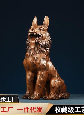 包邮 紫铜狗摆件《德牧犬》 铜工艺品 家居饰品客厅办公室落地