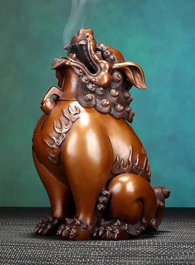 包邮紫铜狮子香熏炉家用室内香道茶道用品盘香炉仿古瑞兽铜工艺