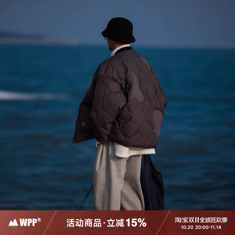 WPP 冬季日系宽松棒球领羽绒服男cityboy羽绒衣休闲白鸭绒外套潮