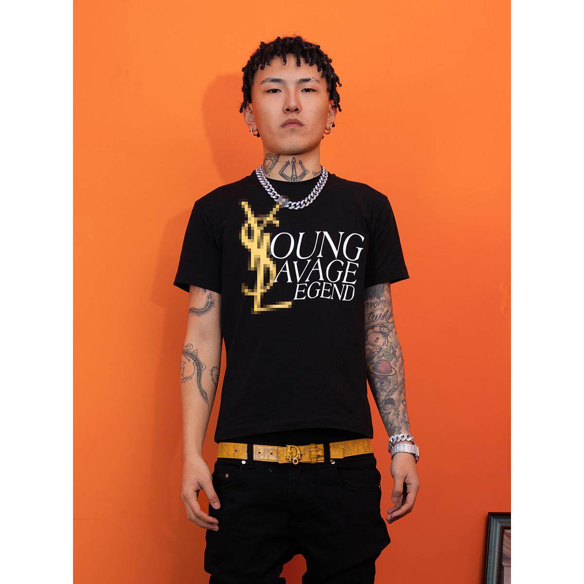 TGFCLUB美式街头潮牌嘻哈RAPPER印花恶搞修身弹力/宽松短袖T恤