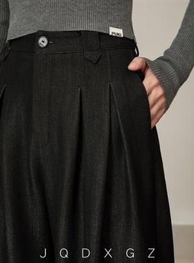 崛起的小个子黑色西装裤女垂感高级感拖地裤春秋高腰显瘦休闲裤子