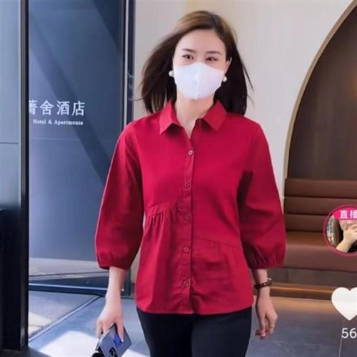 感衬衫女2022今年流行新款早秋上衣R洋气别致漂亮小衫
