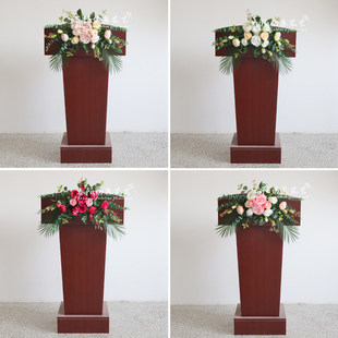 仿真讲台花挂式演讲台花束主席台花接待台装饰花艺发言台商务用花