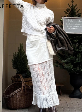 GRAFFETTA设计师原创贝壳拼接蕾丝半身鱼尾裙 新款柔美百搭ins风