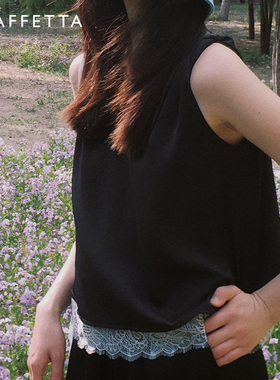 GRAFFETTA原创设计25春新款蕾丝扭结吊带 慵懒黑色内搭MIU风