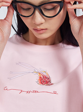 GRAFFETTA原创设计感本命年欢喜龙短袖t恤女纯棉简洁舒适时尚短款