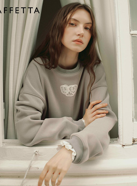 GRAFFETTA原创设计贝壳刺绣卫衣女人气秋冬长袖宽松套头休闲卫衣