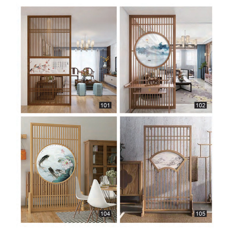 新中式门窗装饰木雕工艺仿古屏风实木花格雕花板镂空门图册展示