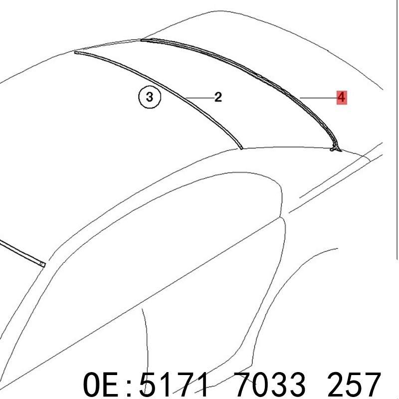 适用于宝马7系E65 E66前挡风玻璃胶条盖板 上部 OE：51317172022