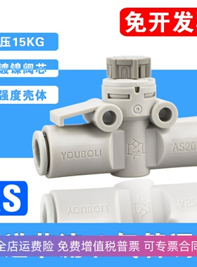 推锁型管道节流阀AS1002F-04A 06A直通调速接头AS2052F-08A调节阀