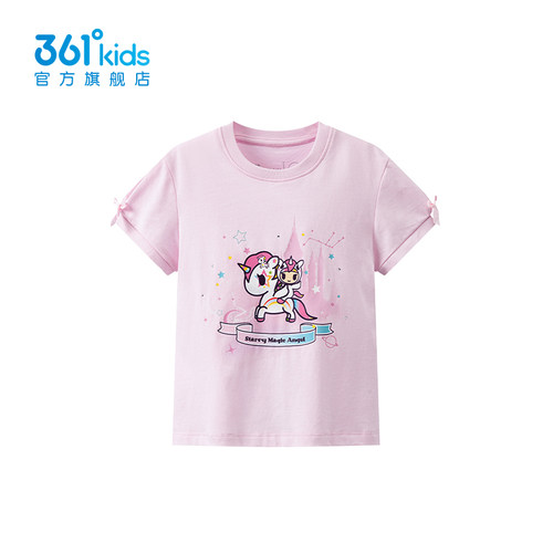 361°童装女童短袖2026夏季款中大童款舒适亲肤休闲短袖 K6262421