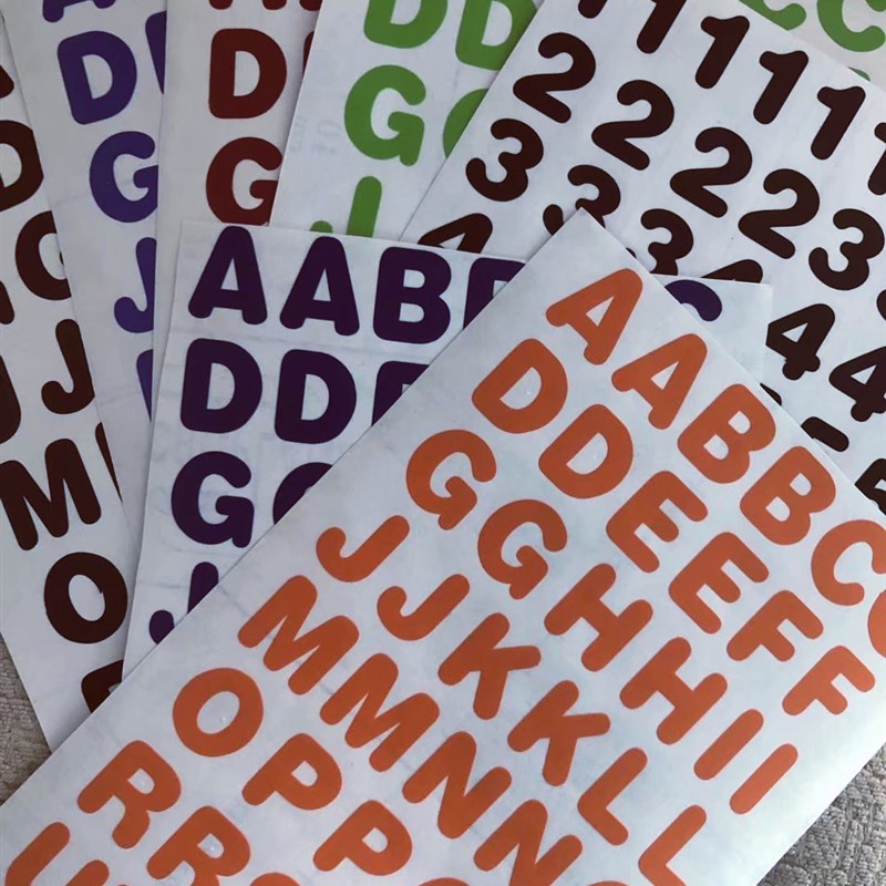 平面镂空数字母彩色金银防水黑白色标记分类2CM号贴纸不干胶定制