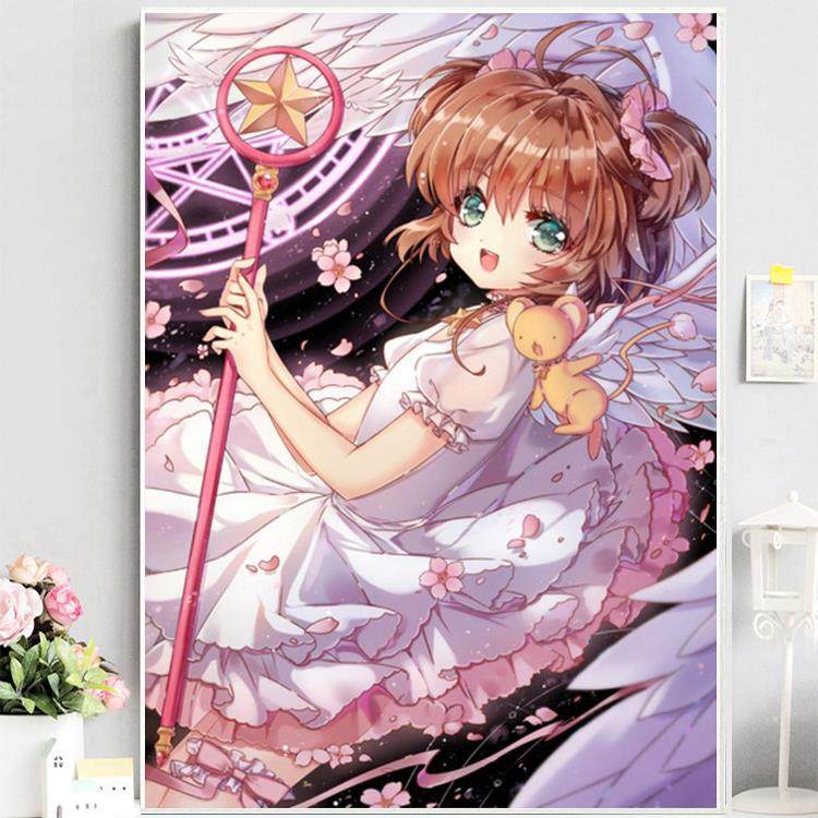 5d钻石画满钻新款2024卡通动漫女孩可爱小樱点贴钻十字绣卧室小幅