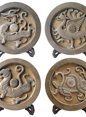 镇宅招财物件陶瓷四神兽摆件青龙白虎朱雀玄关摆件办公室桌面摆件