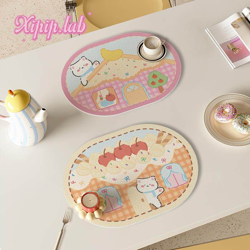 xipiplab韩系少女心皮革餐垫防水防烫隔热垫家用碗盘垫可爱滑鼠垫