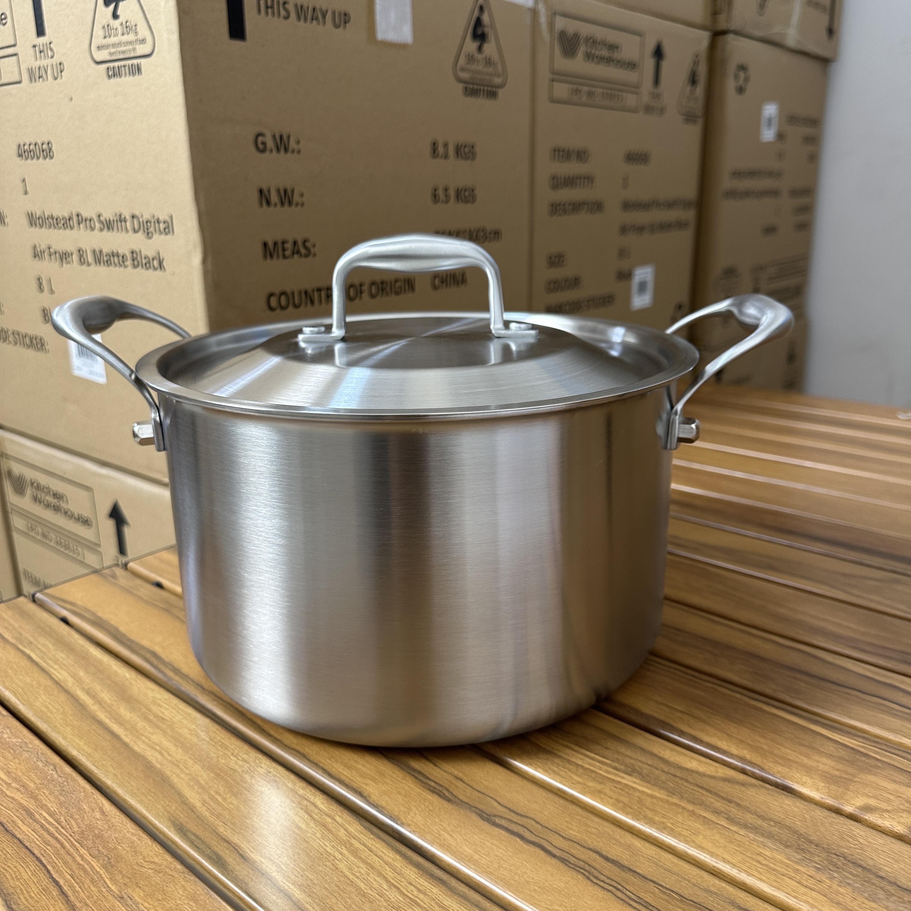 德国304不锈钢食品级加厚汤锅22/24cm加深双耳蒸炖一体锅高端家用