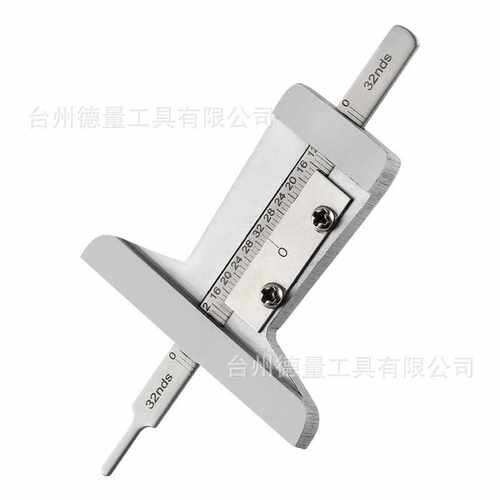 不锈铁公英制轮胎尺车轮胎花纹深度测量游标卡尺子规0-32nds 5cm