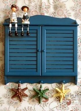 室内地中海风格蓝色百叶窗款客厅电表箱遮挡箱配电箱电表盒装饰箱