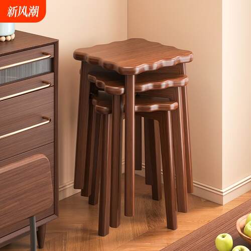 实木凳子家用可叠放板凳方凳木凳子餐凳圆凳椅子中古凳子木头凳
