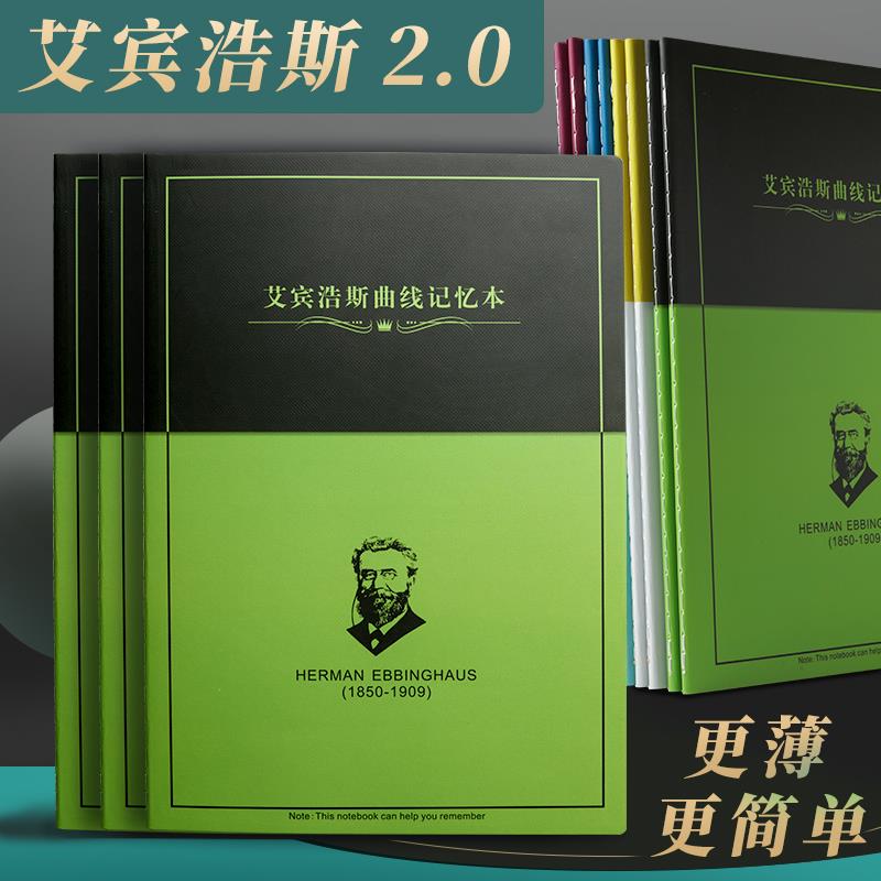 艾宾浩斯记忆曲线 线笔记本覆习计画 划表遗忘曲线 线单字本学习考研笔记本子自律打卡表格背诵记录卡覆习日