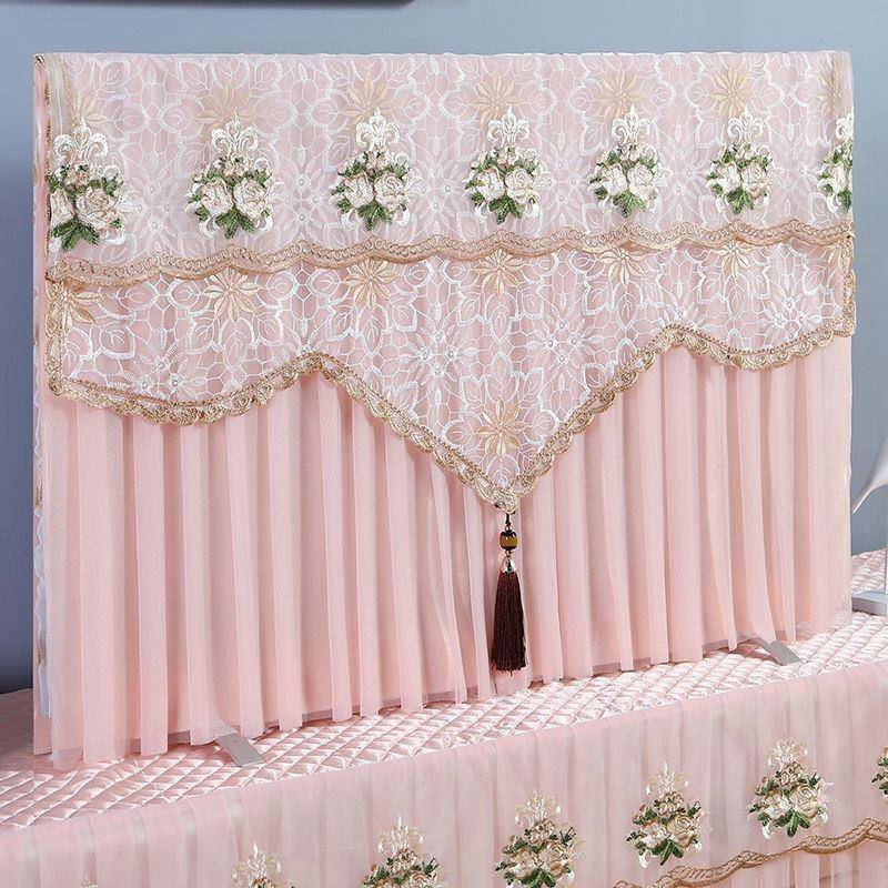 电视机防尘罩50寸55英寸65液晶电视机罩盖布开机不取蕾丝盖巾2024