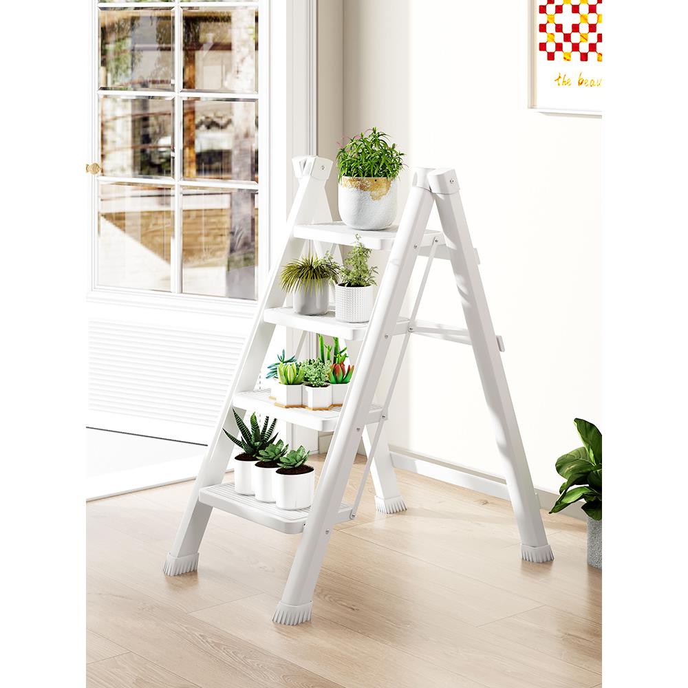 多功能家用梯可折叠梯可伸缩加厚储物架人字形四阶安全梯楼梯小台