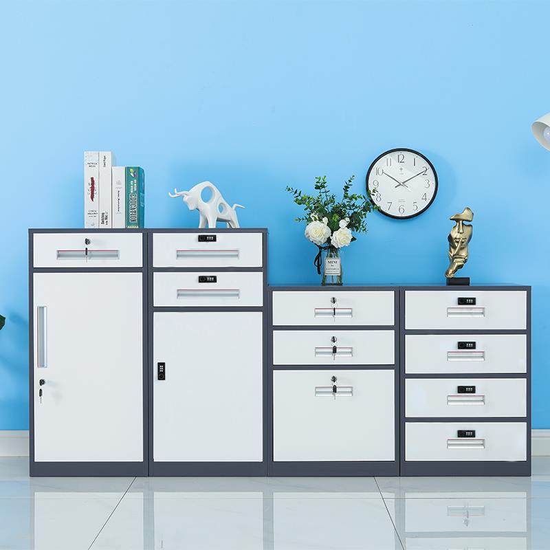 办公室文件柜铁皮矮柜档案柜资料柜抽屉柜桌下带密码锁收纳储物柜