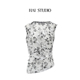 HAI 不规则T恤 上衣花朵修身 STUDIO 2025夏日胶囊白色提花立裁无袖