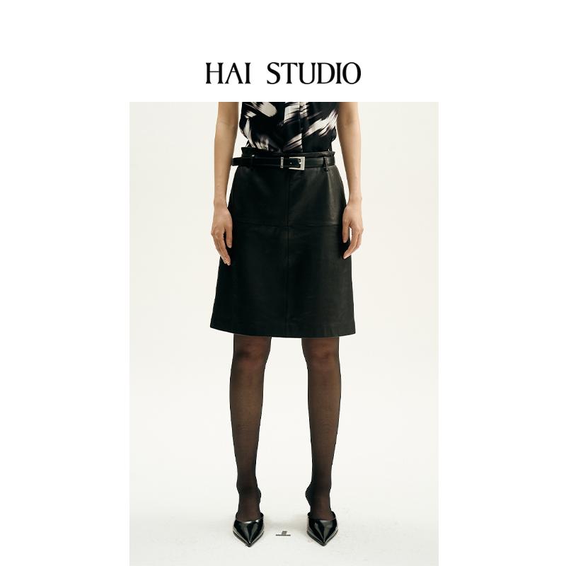25春夏真皮植鞣皮羊皮半裙短裙