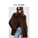 HAI STUDIO2025秋冬新品 女士弧形肩立领水貂皮大衣皮草外套上衣