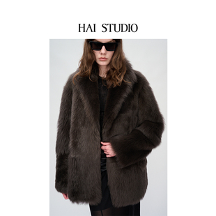 羊皮毛皮草外套大衣 墨绿色托卡皮毛一体 HAI STUDIO2025秋冬新品
