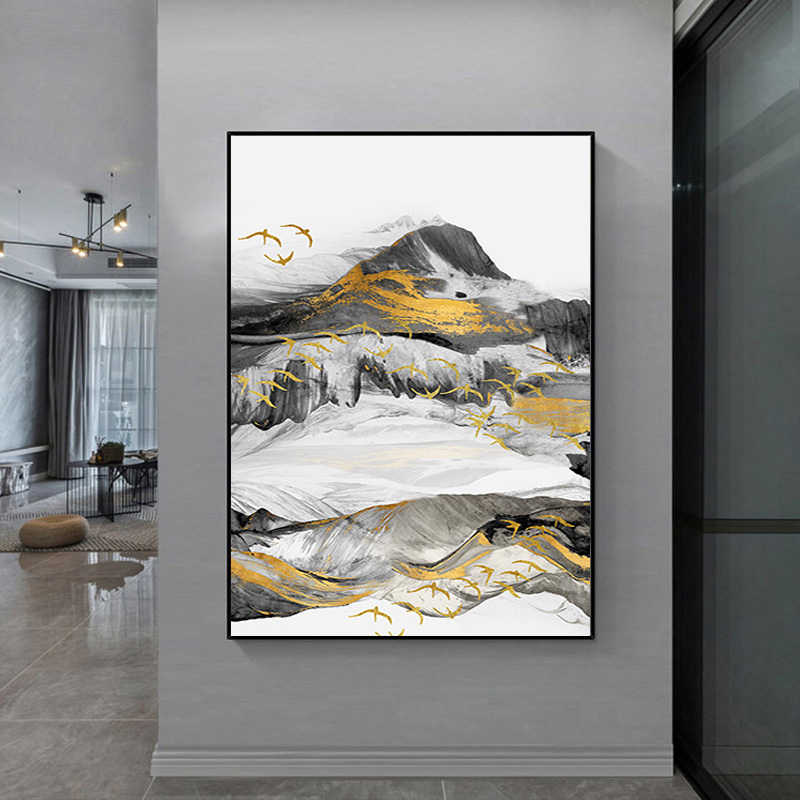 丙烯肌理画手绘油画背有靠山水画现代风景黑白玄关装饰画客厅挂画图片