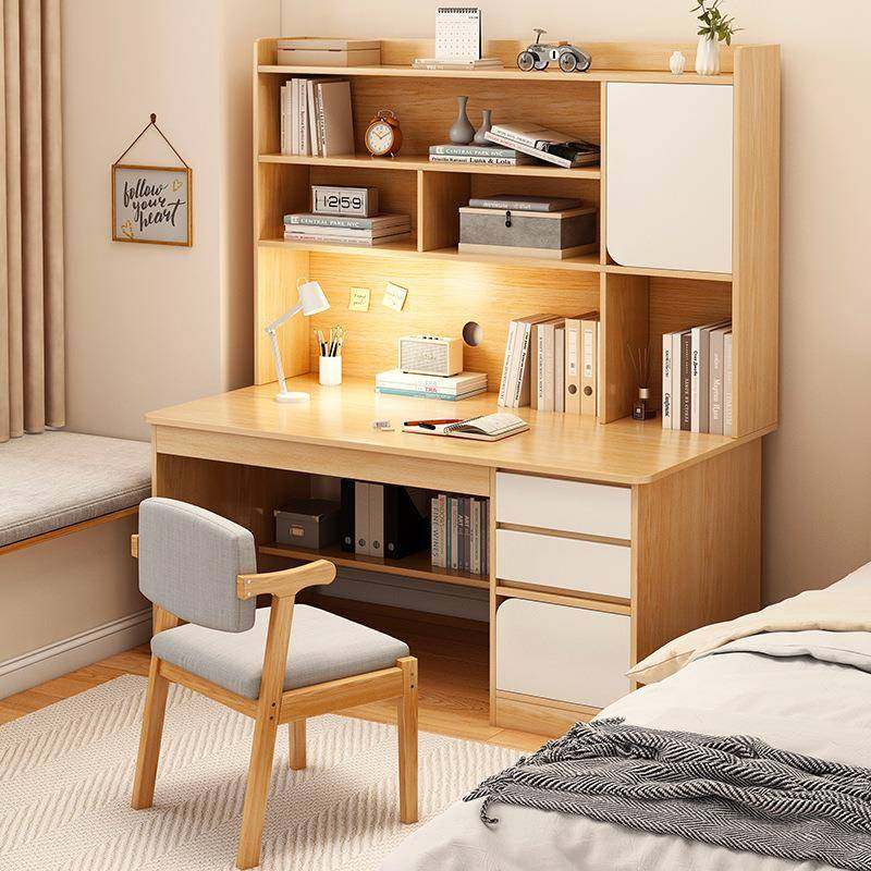 电脑桌台式书桌书架一体套装简约现代卧室写字桌学生家用学习桌子