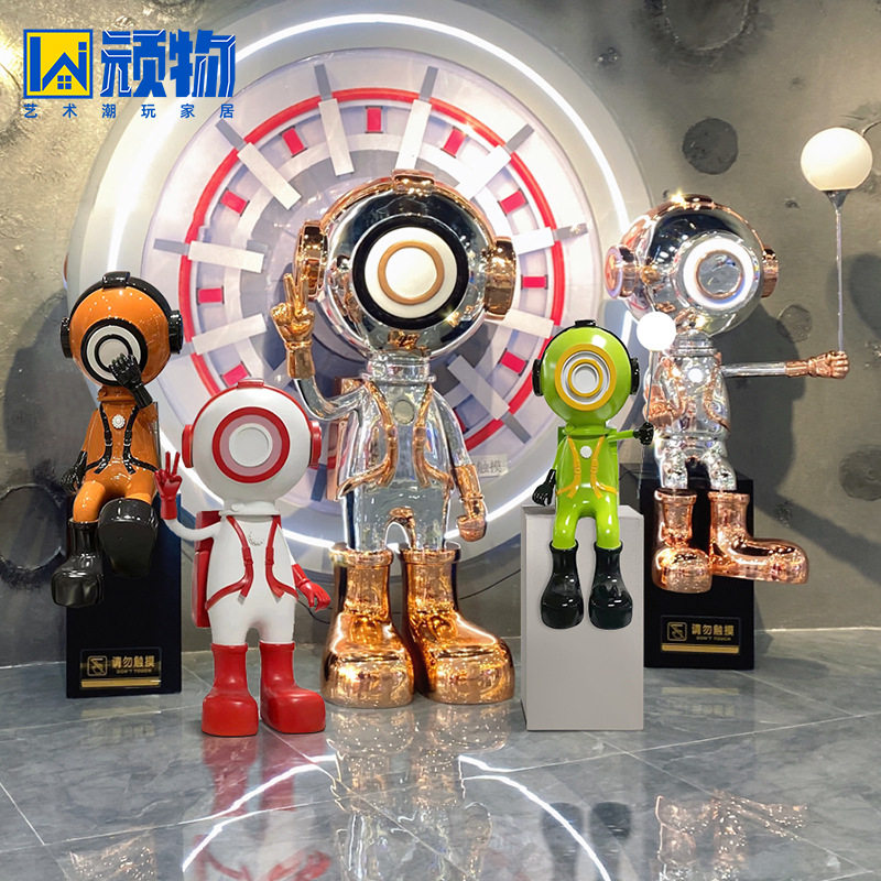 网红店装饰品卡通太空人物猫落地大摆件酒店商场陈设艺术雕塑玩偶