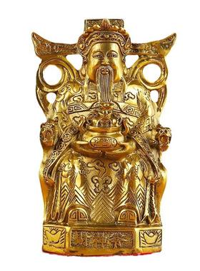 黄铜聚宝盆财神摆件供奉财神爷家居店铺公司用财神工艺品摆件