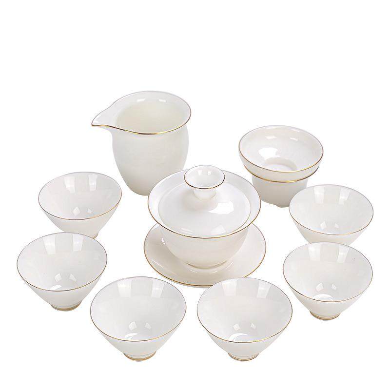 羊脂玉白瓷功夫茶具套装家用办公泡茶壶盖碗茶杯陶瓷高档轻奢送礼,餐饮具,整套茶具,淘宝优惠券,粉丝福利购,淘宝优惠卷