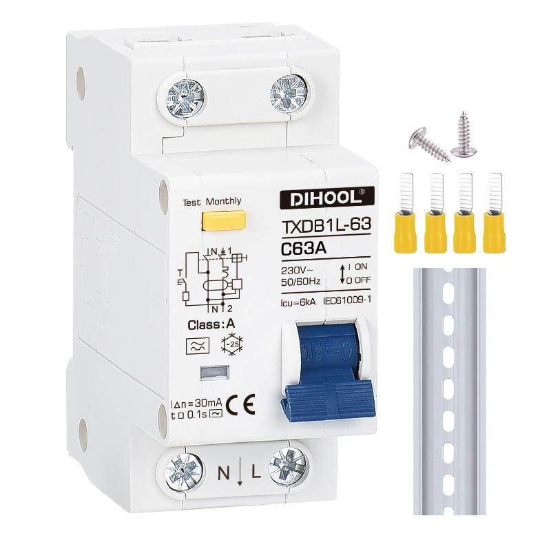 A型漏电保护器1P+N小体积美标定制新能源专用AC型电闸断路器漏保